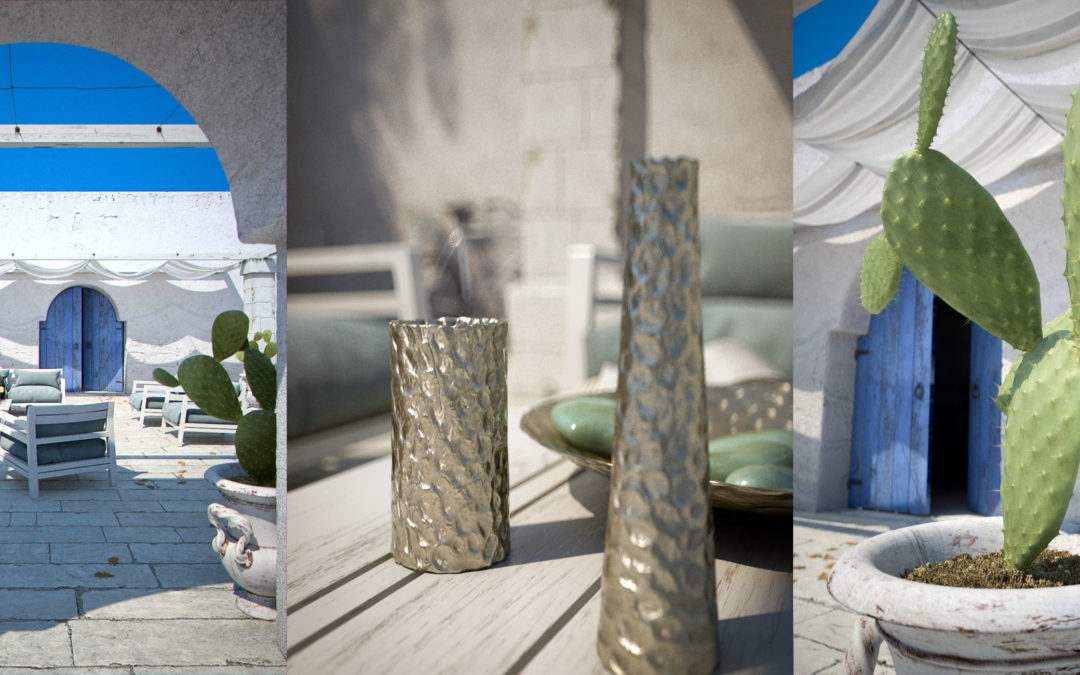 Mediterranean Courtyard 3D Scene