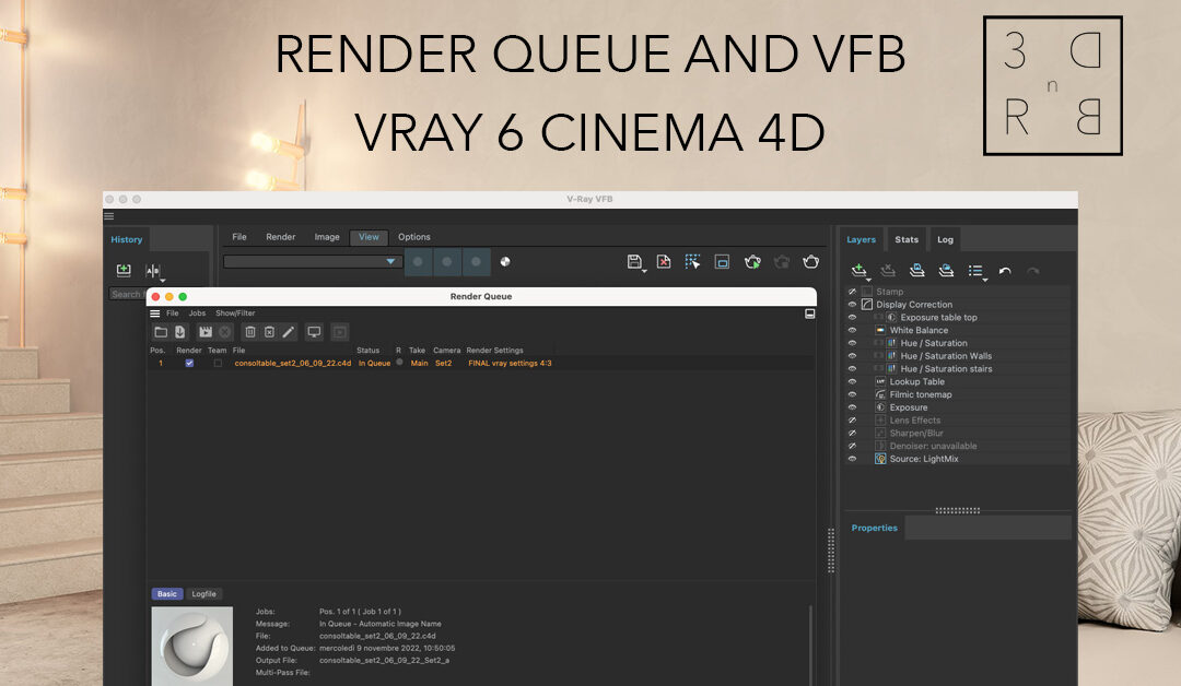 Render Queue and VFB in V-ray 6 Cinema 4D
